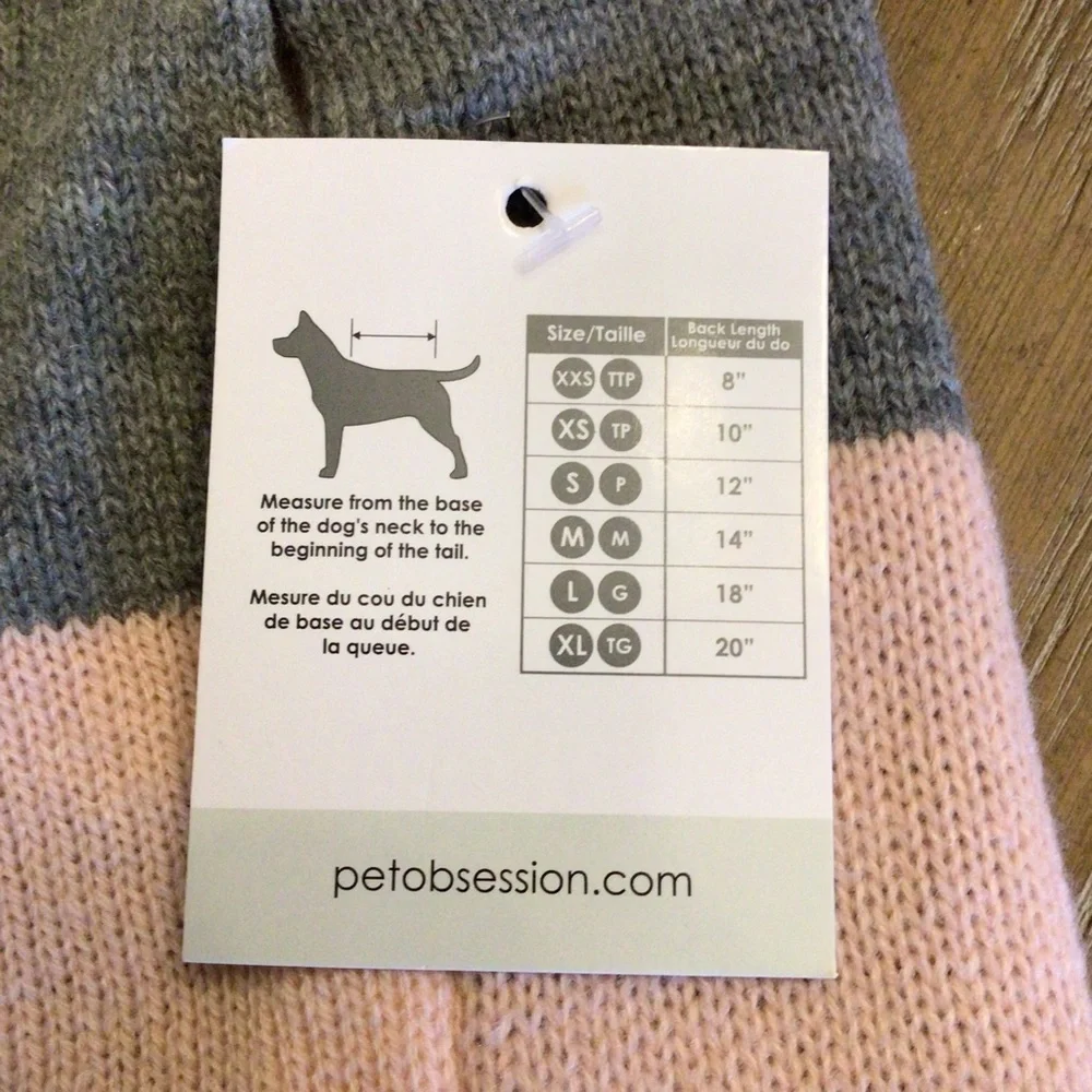 Pet Posse Pink & Gray Pullover Dog Sweater Clothing Size Small
